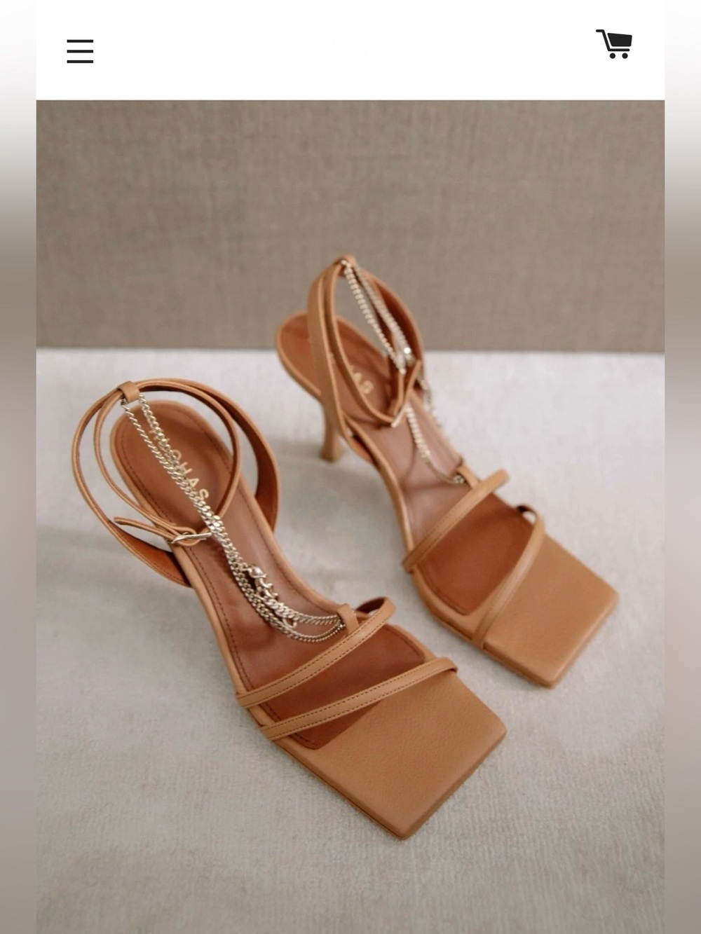 💕 Alohas Straps Chain Heels in Camel